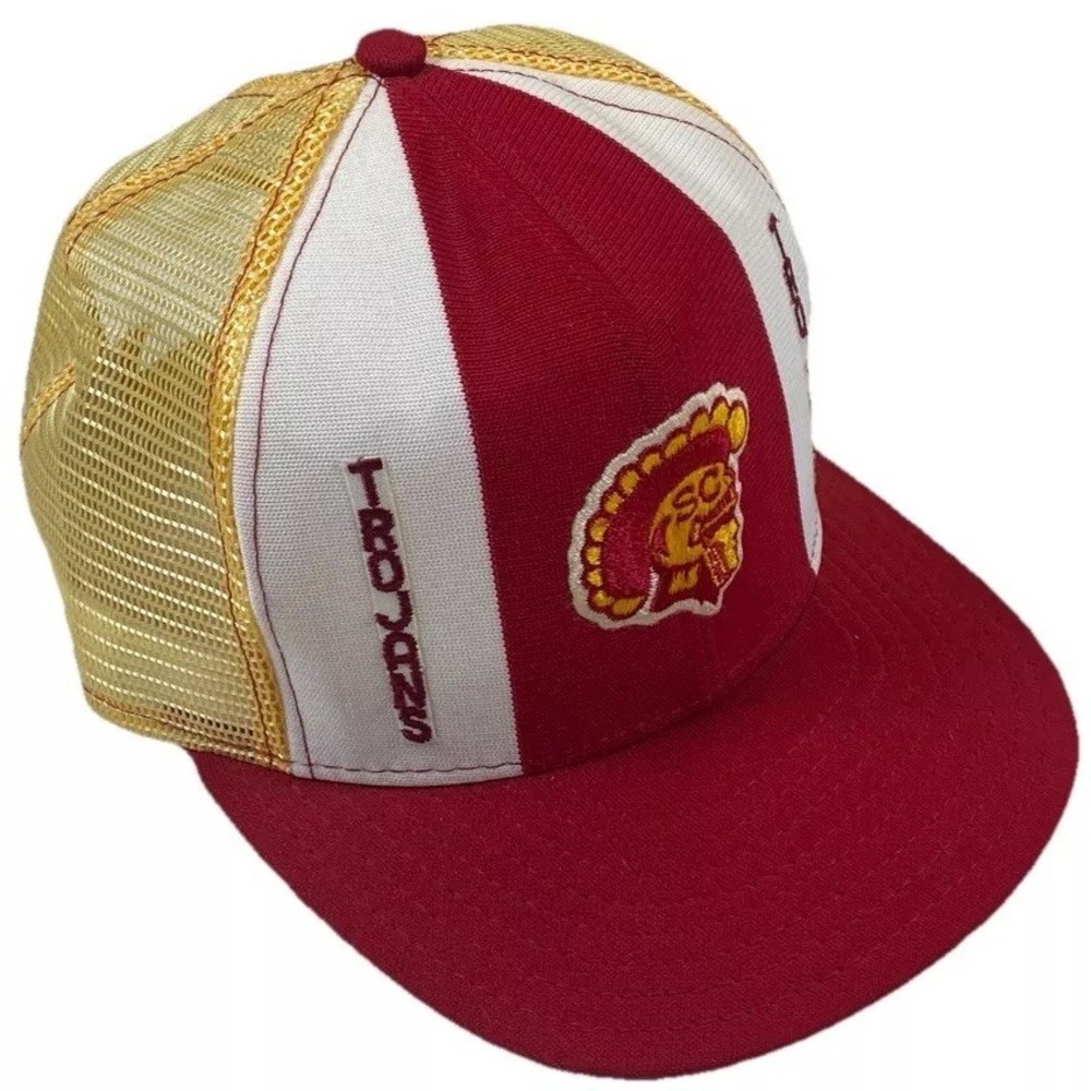 Vintage University Southern California USC Trojans Mesh‎ Hat Large Lucky Stripes